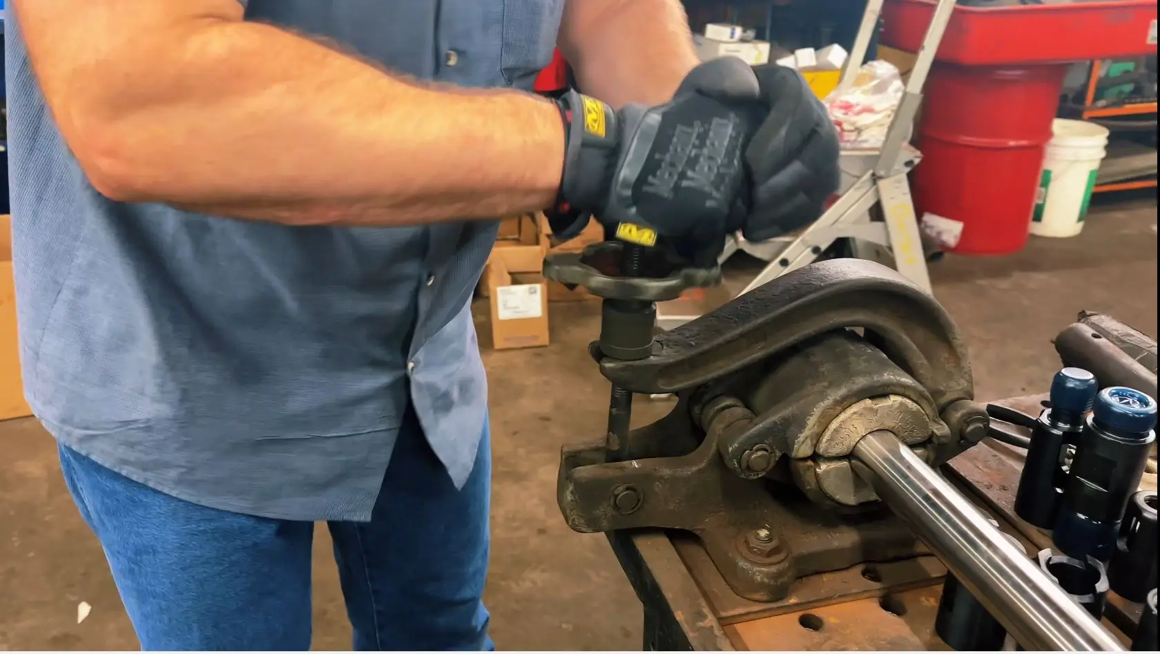Technician performing downhole pump repair service at CRL Pump & Supply's Borger location.